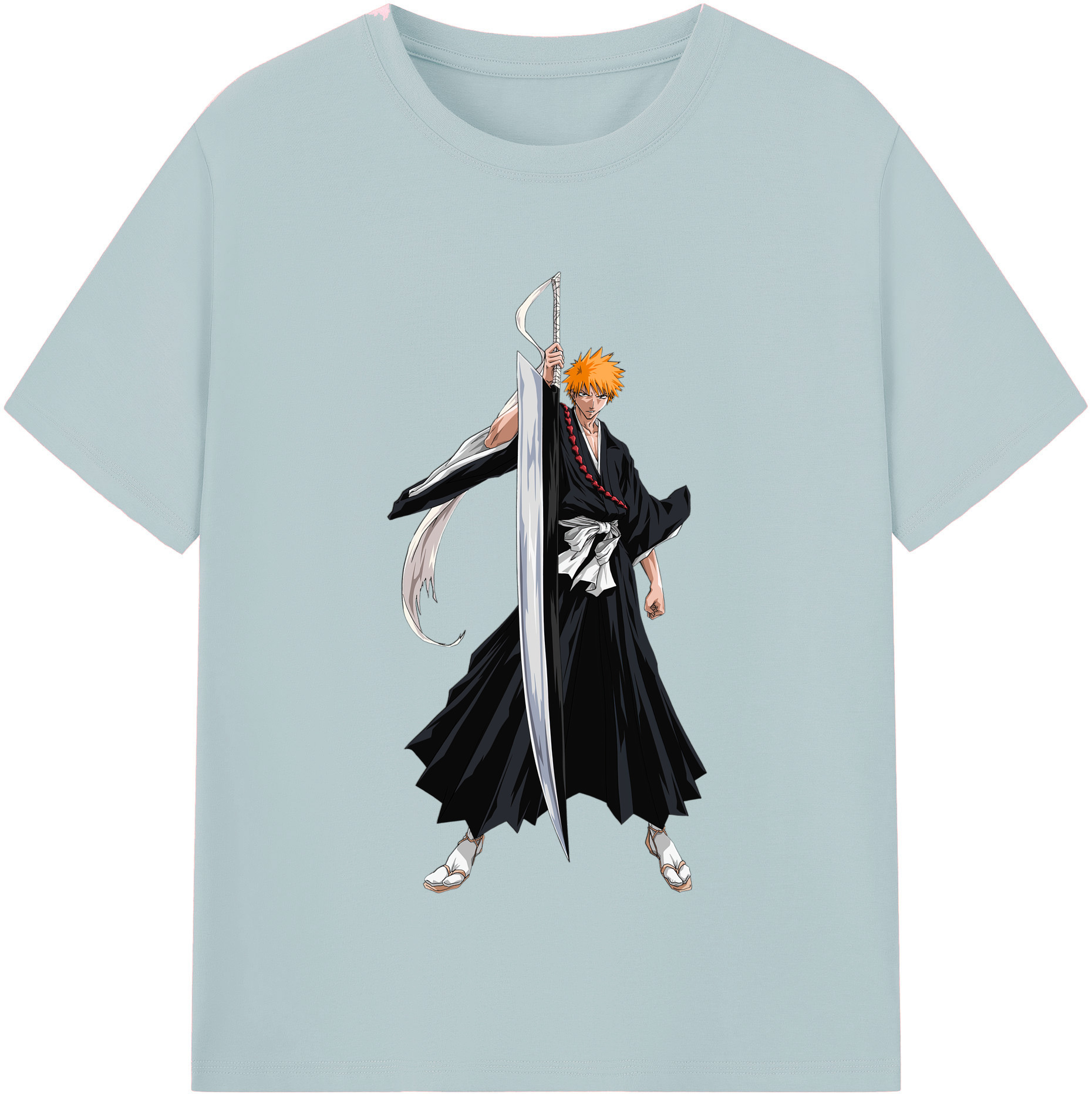 （画像用） ブリーチ 黒崎一護（くろさき いちご）BLEACH Kurosaki Ichigo 綿100％半袖Tシャツ（フロントプリント）